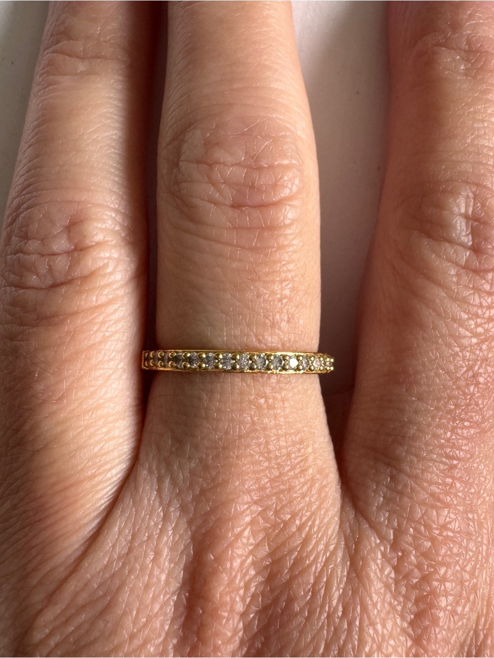 Delicate Gold faux Diamond CZ Eternity Band - Women Jewelry